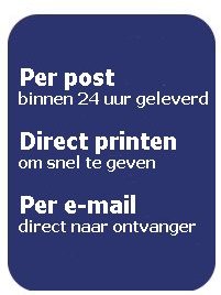 Cadeaubon direc printen, per e-mail of per post binnen 24 uur geleverd